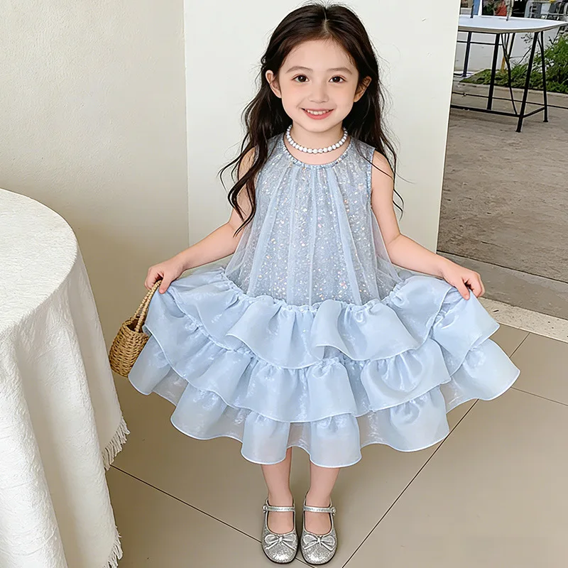 2026 Summer Fashion Toddler Girls  Dress Flower Hem Cake Princess Dress Sweet Cute Party Outfit for Children Baby Girls view 4