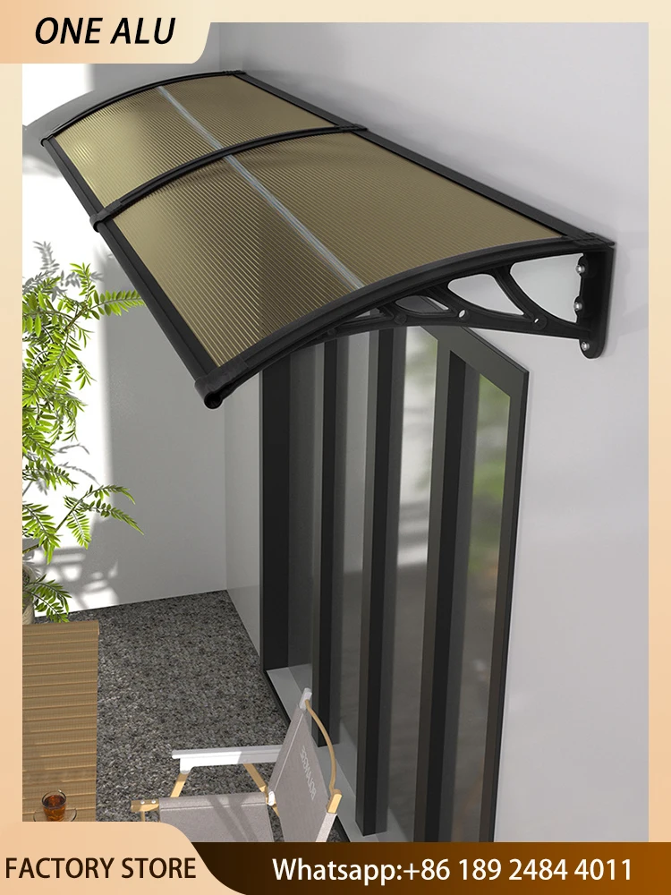 Polycarbonate Awning with Aluminum Bracket UV Protection Rain Shelter for Door Window