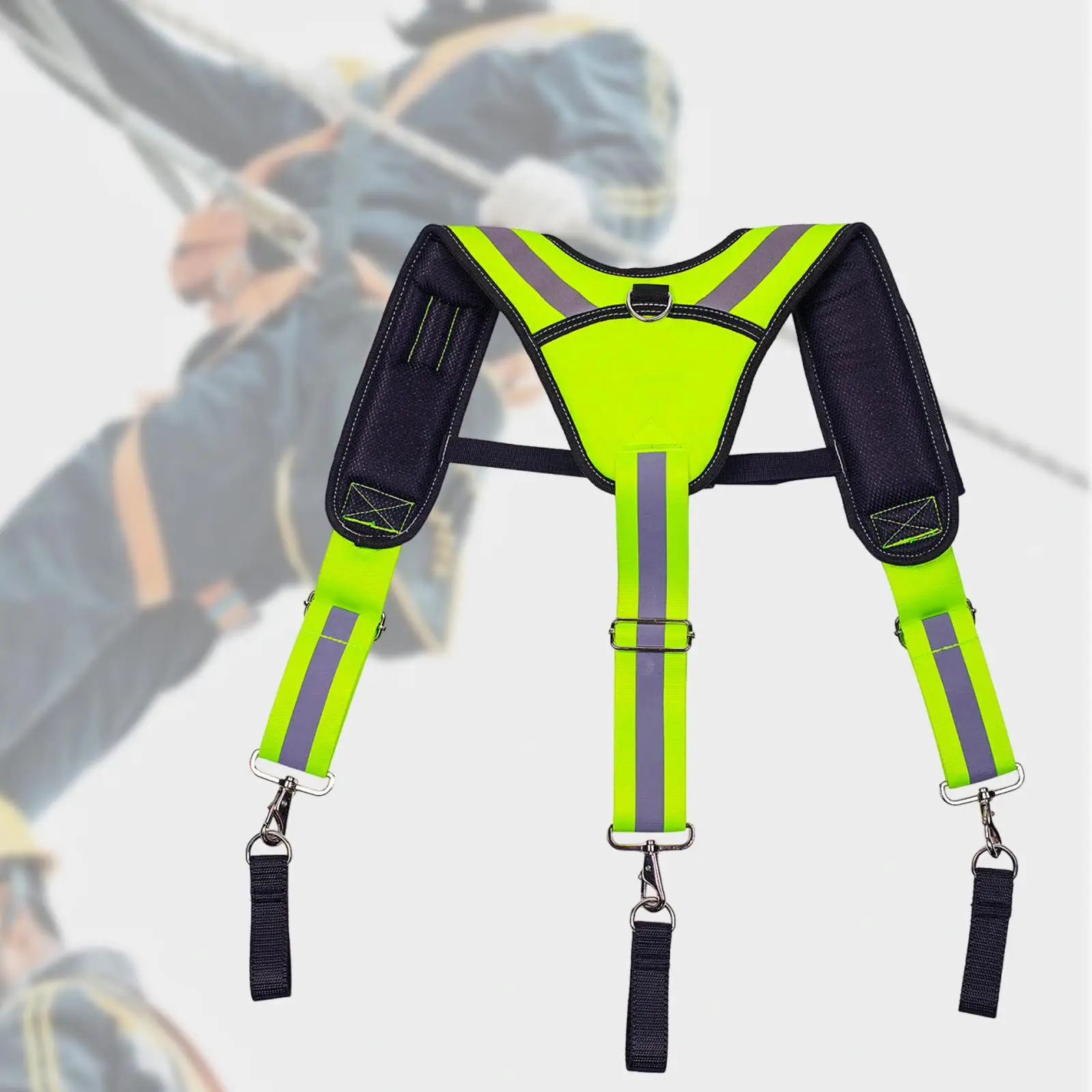 Tool Belt Suspender Tear Resistant Green Reflective Strips Comfortable Accessories for Carpenter Repairmen Electrician Handyman