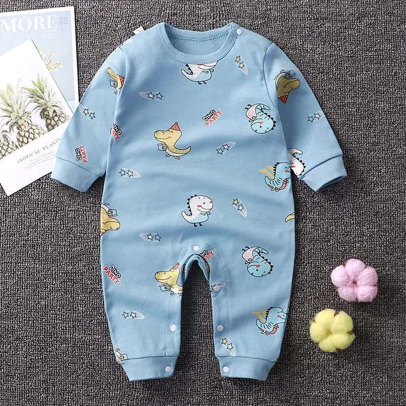 2024 Frühling Herbst Neugeborene Mädchen Jungen Kleidung 0 bis 3 Monate Cartoon niedlichen Druck Langarm Stram pler Overalls Baby kleidung bc869