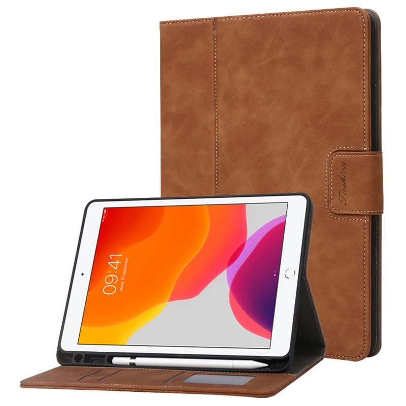 For iPad Case With Pencil Holder Luxury PU Leather Wallet Cover For Funda iPad 10 2 10.2 9.7 iPad 10th 9 8 7 6 5 th Gen Air 1 2