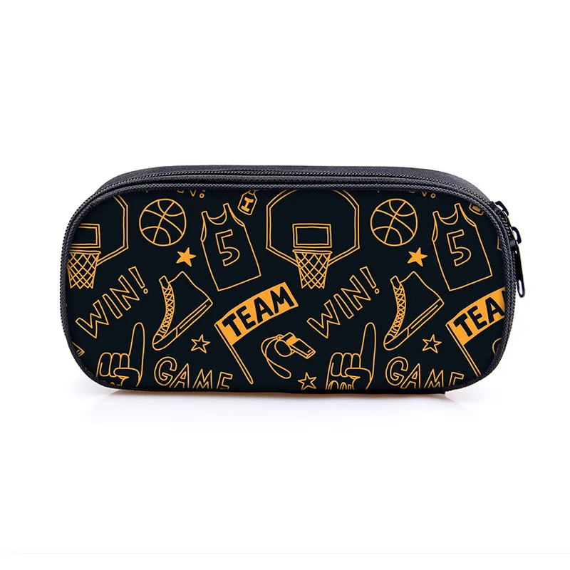 Basketball Print Cosmetic Case Pencil Bag Boys Girls Schoolbags Kids Stationary Bag Children Pencil Box School Supplies Bag