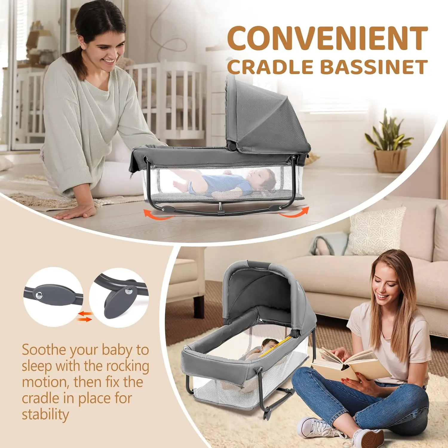 Portable bassinet indoors