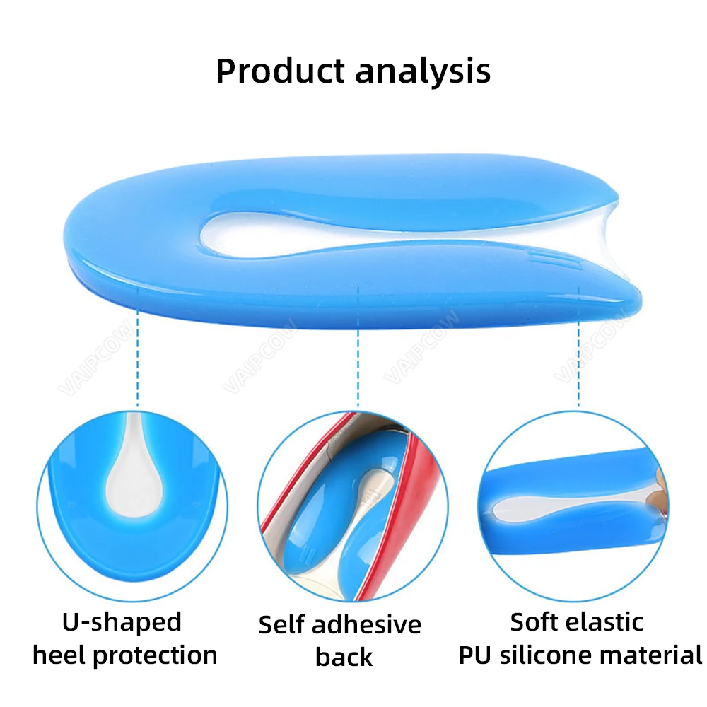 Silicone PU Gel Insoles Heel Cushion Soles Relieve Foot Pain Plantar Fasciitis Protectors Spur Support Shoe Pad Feet Care Insert