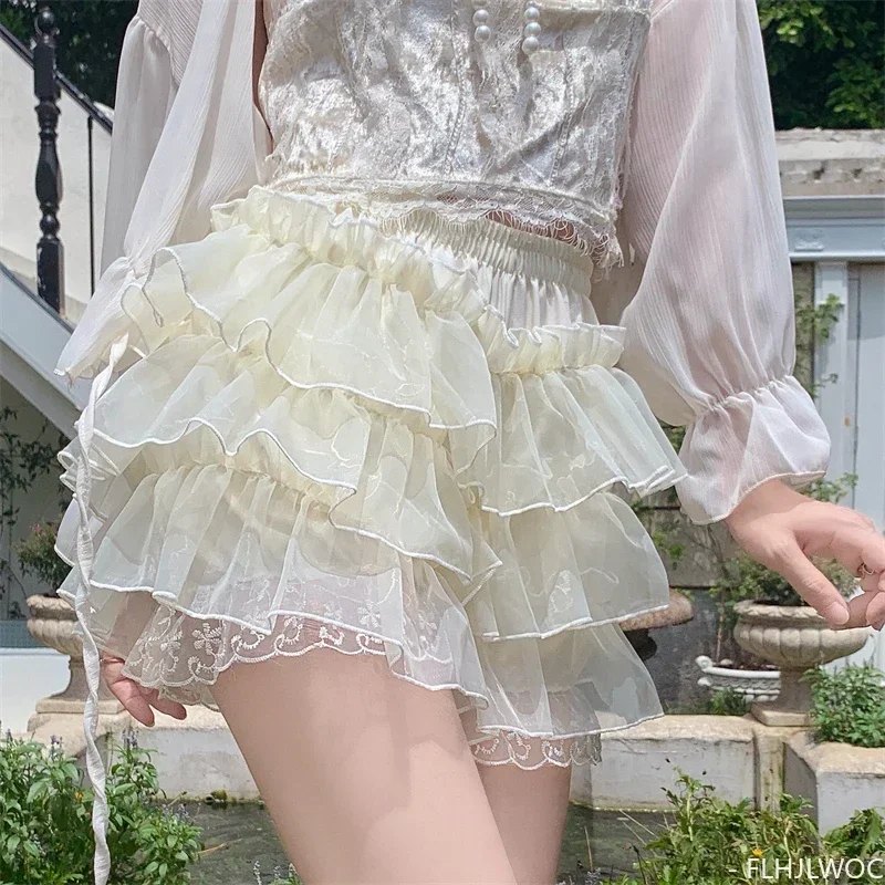 Bloomers lolita estilo meninas aniversários bonito doce japão sexy pura malha renda data princesa renda abóbora lanterna puff shorts