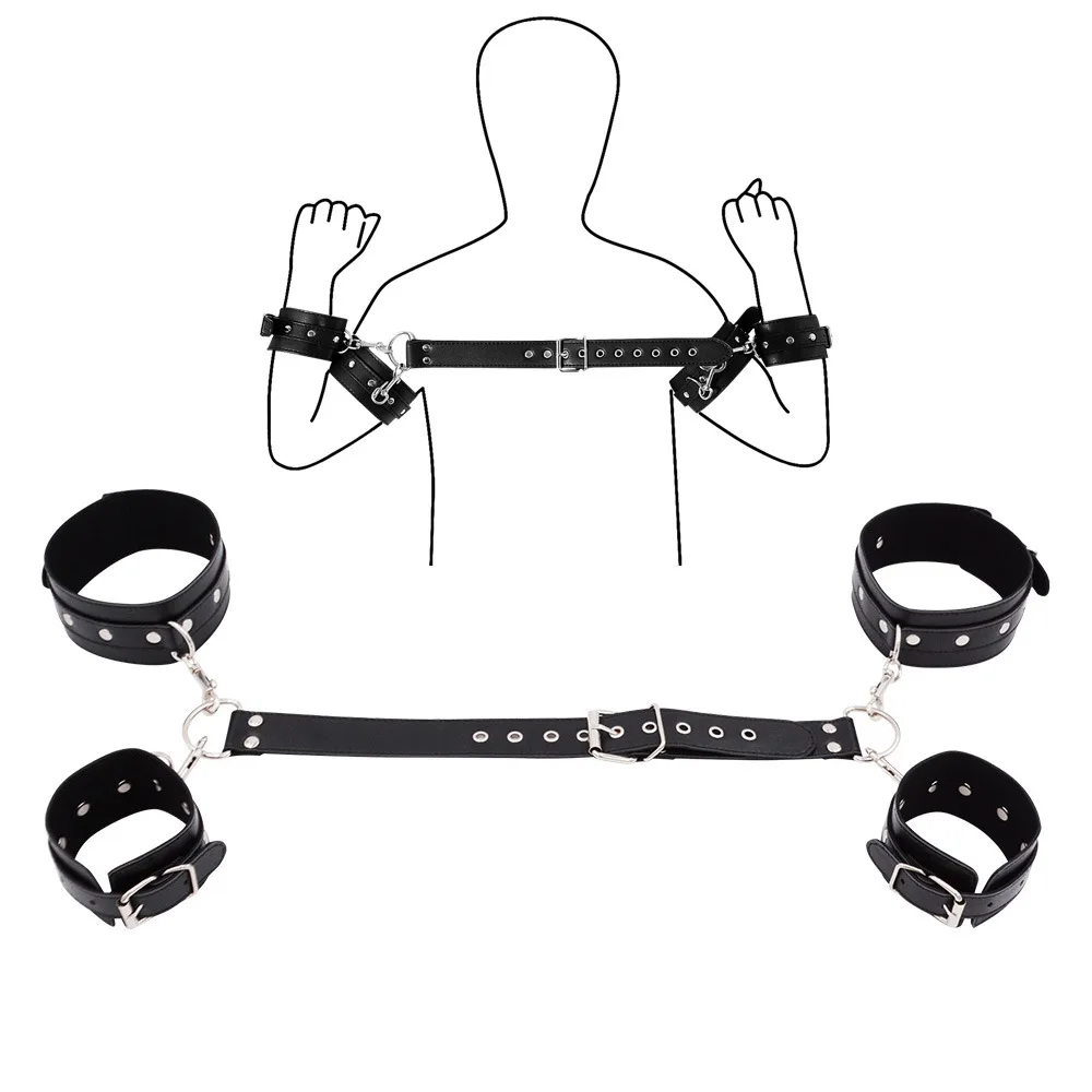 Adjustable PU Leather Arm Handcuffs Cuffs BDSM Bondage Armbinder strap Handcuffs Arms Behind Back Slave Sex Toys for Couples 18+