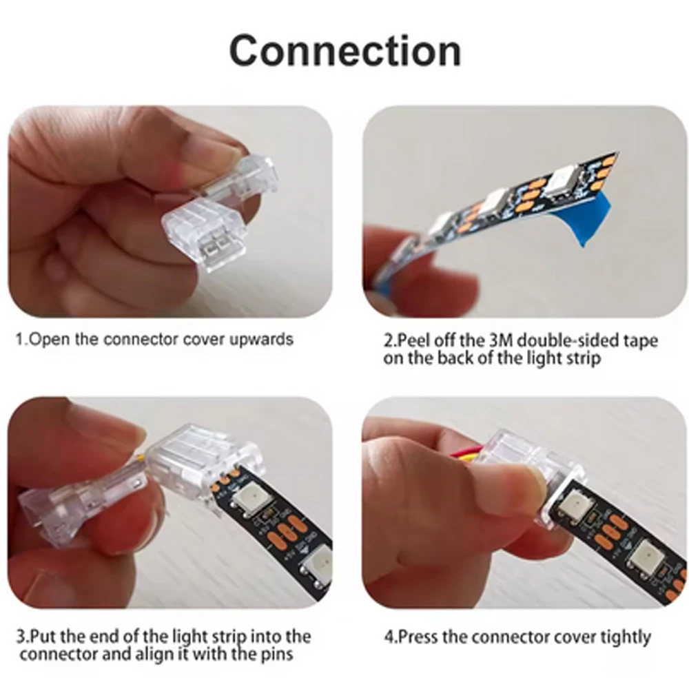 5pcs 90-Degree LED Light Strip Connector L-shape Free Soldering Transparent Width 8/10/12MM for 2Pin 3Pin 4Pin 5pin 6Pin SMD5050 4