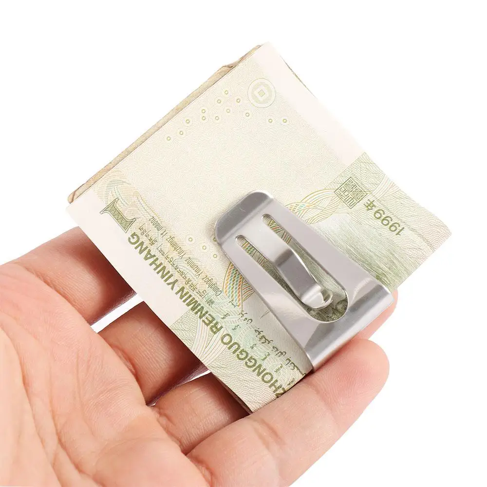 ポータブル文具チケットホルダー名刺ホルダーステンレス鋼紙幣クリップキャッシュホルダー中空 ID カードマネークリップ