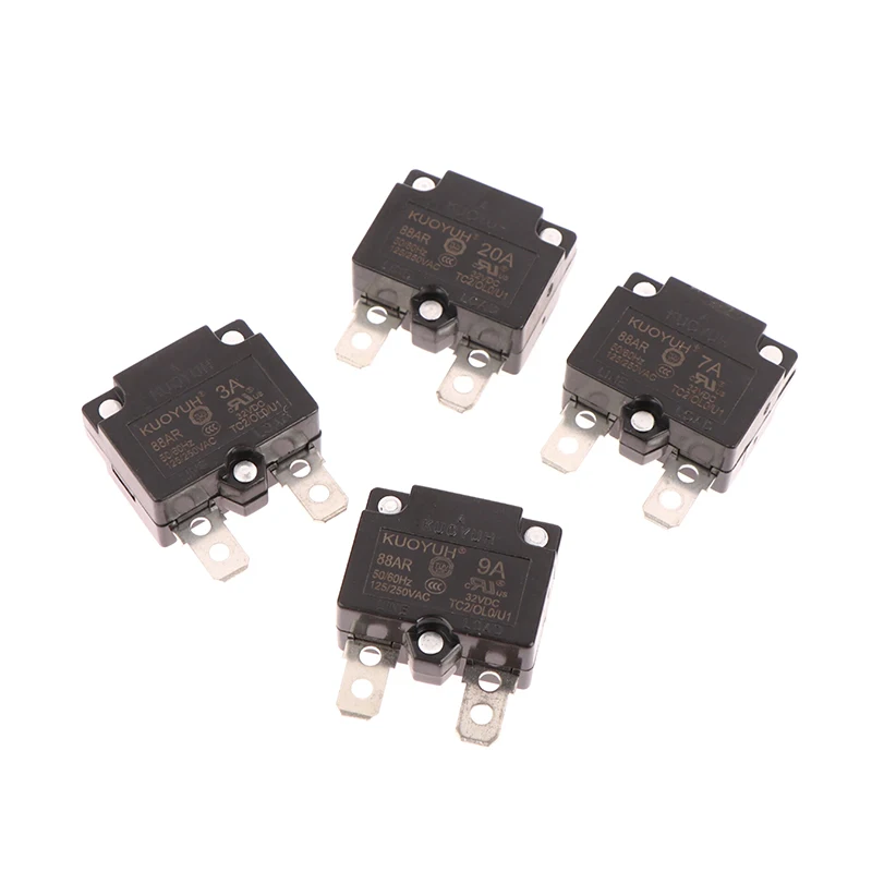 1Pc 88AR 3A 4A 5A 6A 7A 8A 9A 10A 12A 14A 17A 18A 20A 25A Automatic Reset Circuit Breaker Overload Switch Over Current Protector