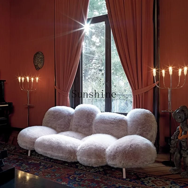 Italian light luxury special-shaped sofa designer plush puff sofa