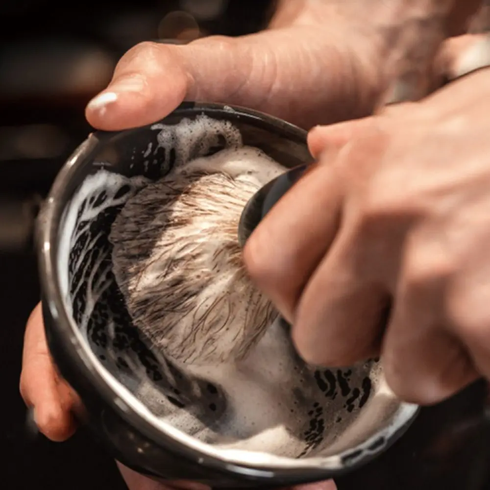 Brocha de afeitar profesional con mango de plástico para hombre, brocha de afeitar para Barba húmeda