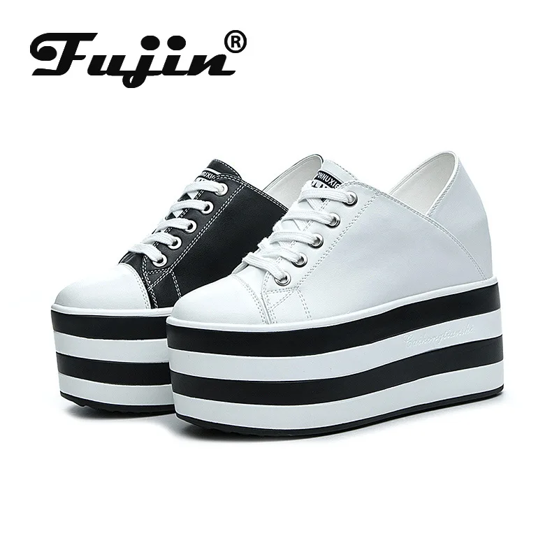 

Fujin 12cm Platform Wedge Sneakers Shoes Slippers for Women Shoes Spring Autumn Breathable Summer Shoes Mules Breathable