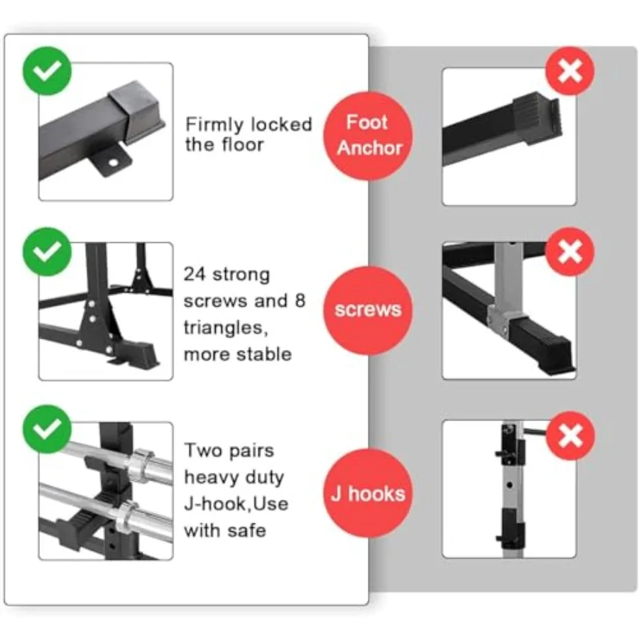 رف طاقة القرفصاء للاستخدام في صالة الألعاب الرياضية المنزلية في رفع الأثقال وكمال الأجسام وتدريبات القوة بسعة وزن 800 رطل للأمان