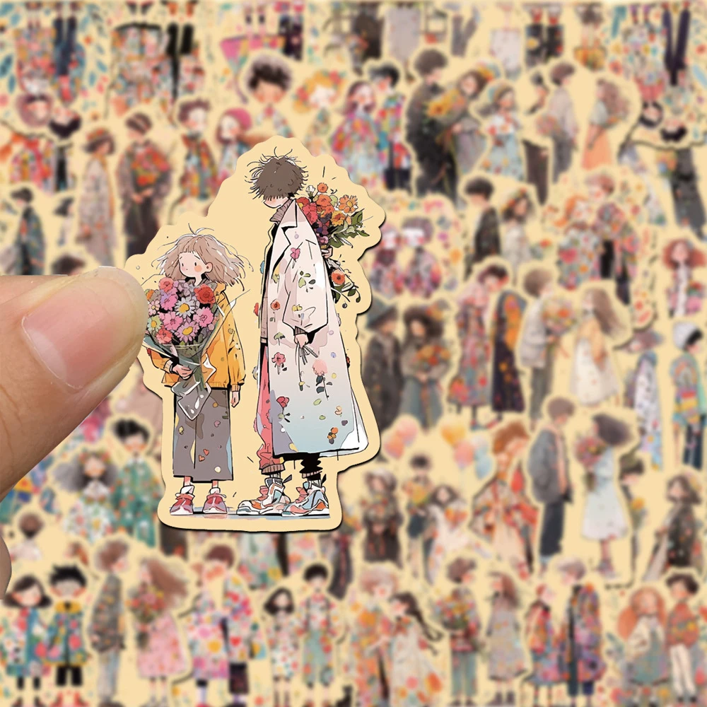 10/30/50pcs Kawaii Couple Cartoon Stickers Aesthetic Lovers Decals DIY Phone Scrapbook Helmet Cute Waterproof Graffiti Sticker