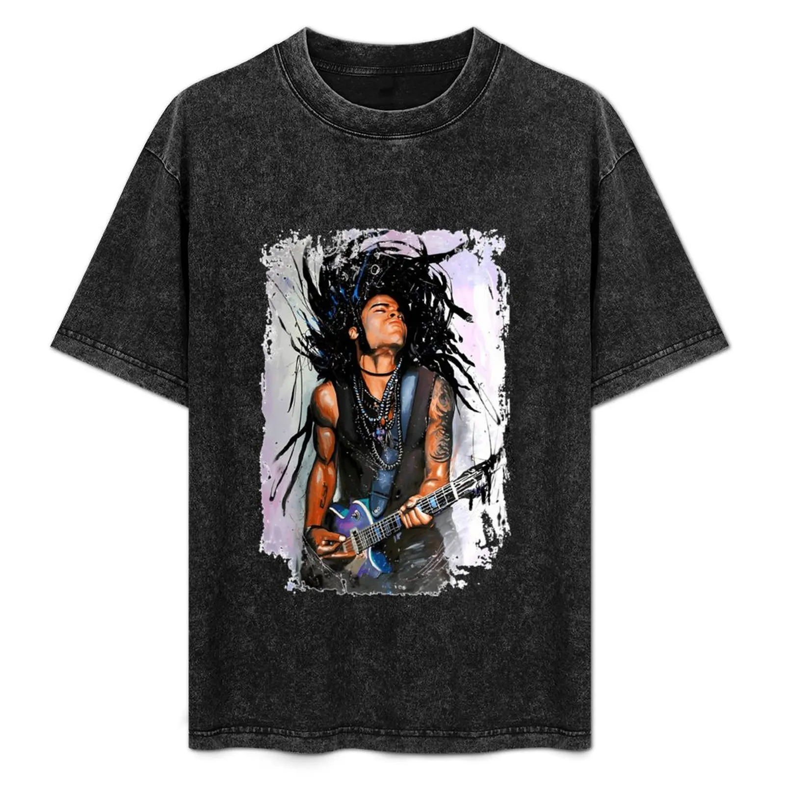 

Art-color-Lenny-Kravitz-singer-rock-music-- T-Shirt Work Wear Short Sleeve T-Shirt