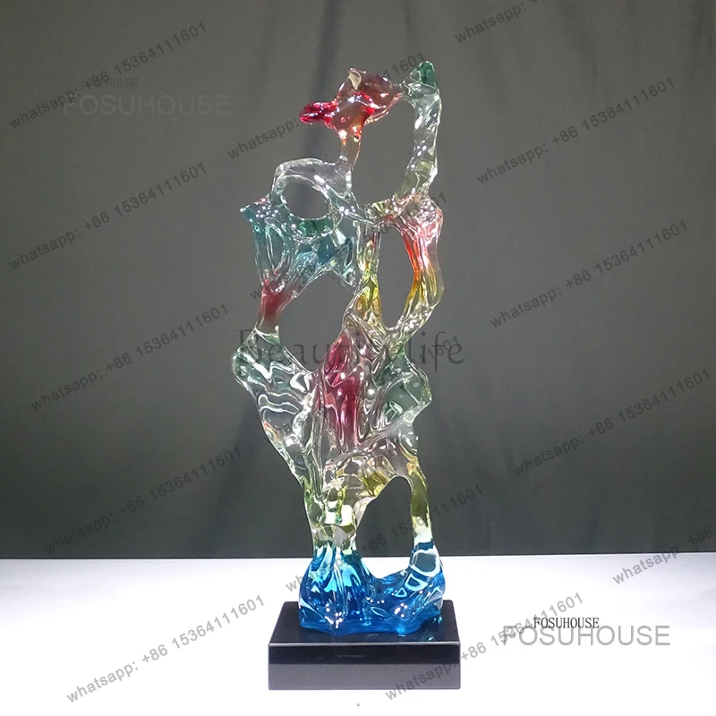 Modern Home Decor Abstract Transparent Resin Stone Sculptures Hotel Porch Statues Model Room Home Soft Decoration Ornaments