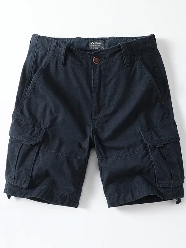 

&LF American Retro Summer Casual orts Loose Workwear Men's Straight Leg mid Waist Pants Breathable Cotton Cargo Trousers