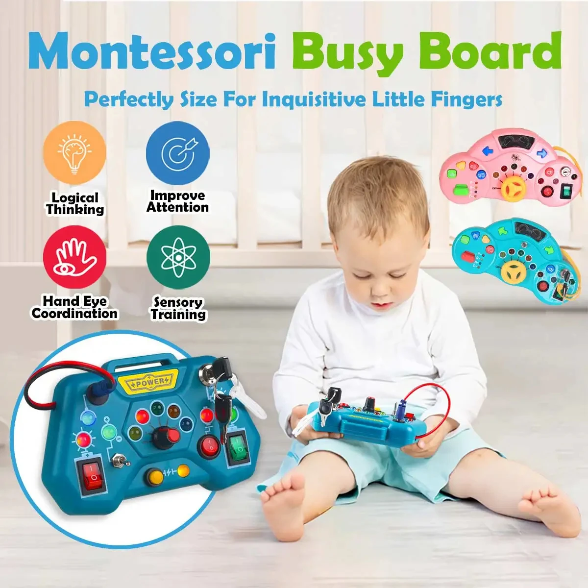 

Игрушки Монтессори Busy Board для малышей, подарки для 3-летних маленьких мальчиков и девочек, развивающие обучающие игрушки, игрушки для путешествий для малышей