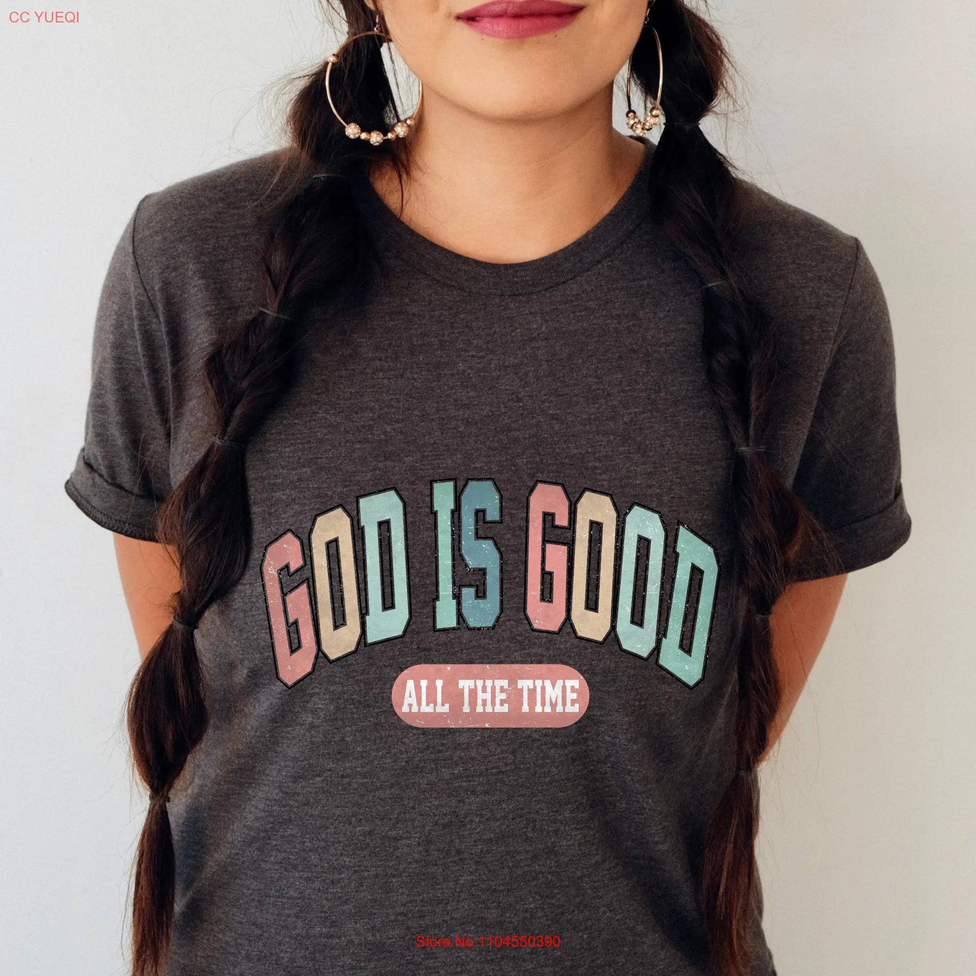 

God is Good All The Time T Shirt Retro SweaT Christian Faith for Her long or short sleeves