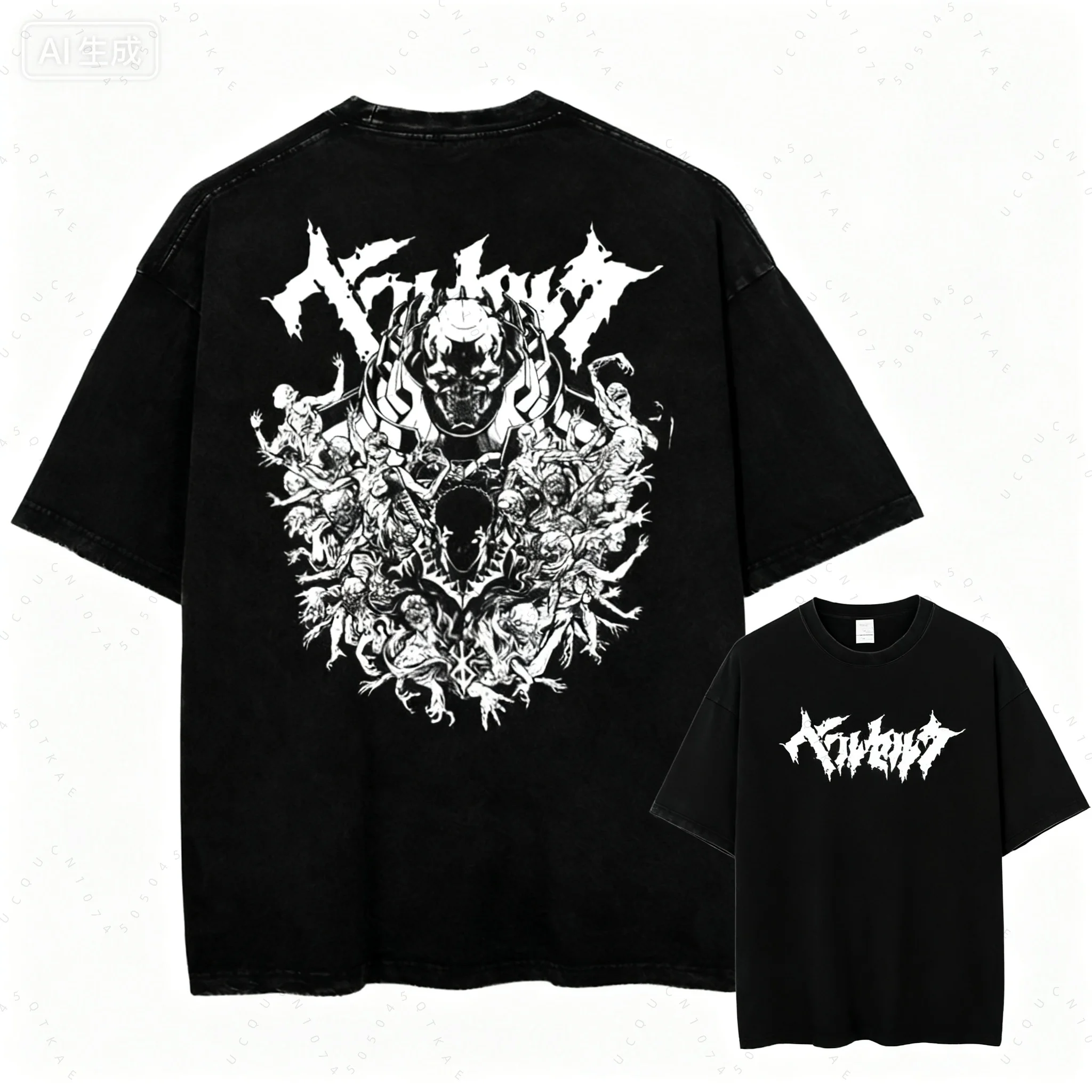 Berserk ريترو أنيمي الأعلى الأمعاء تي شيرت مطبوع الرجال والنساء عالية الجودة القطن تي شيرت Harajuku الرجال اضافية كبيرة تي شيرت #2
