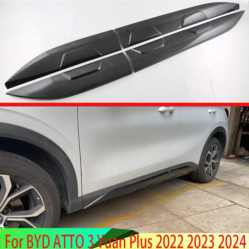 For BYD ATTO 3 Yuan Plus 2022 2023 Car Accessories ABS Carbon Fiber Style Side Door Body Molding Moulding Trim