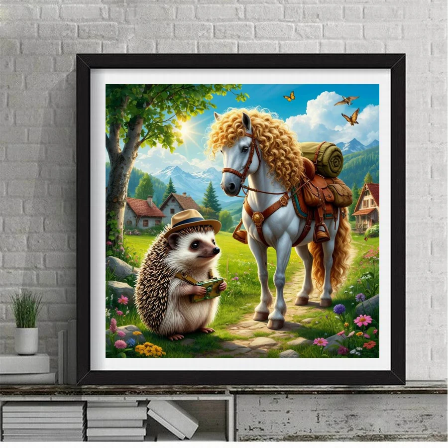 

Horse and Hedgehog Diy Diamond Art Painting Kits Jewelry Cross Stitch Animals Full Drill Mosaic Embroidery Picture Wall Decor