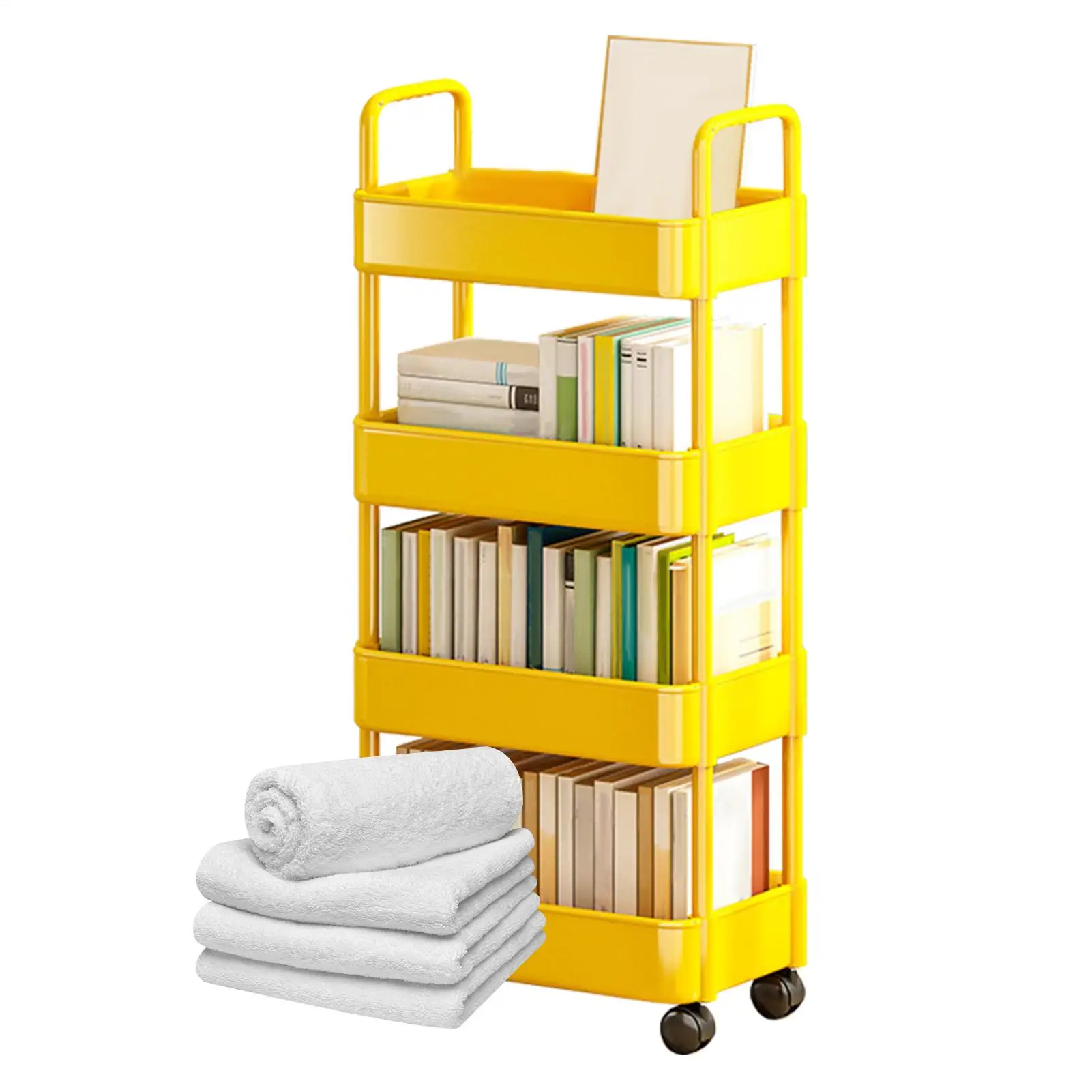 

Rolling Cart Organizer Utility Cart On Wheels 3/4 Tier Rolling Utility Cart With Handle Multifunctional Movable Storage
