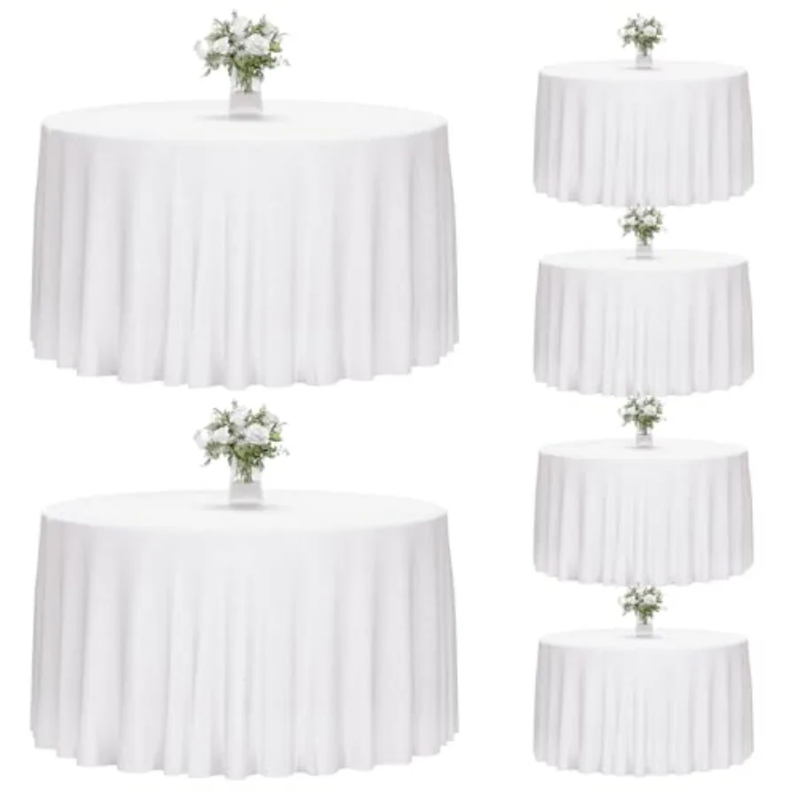 

6 Pack Round Tablecloth 120 Inch Round Table Cloth Polyester Fabric Washable Table Covers for Wedding Party Banquet Christmas D