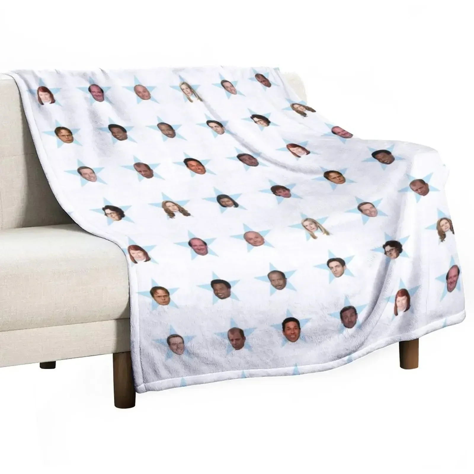 

The Office Cast Star Stickers Throw Blanket Plaid on the sofa Giant Sofa heavy to sleep Flannel Fabric Blankets