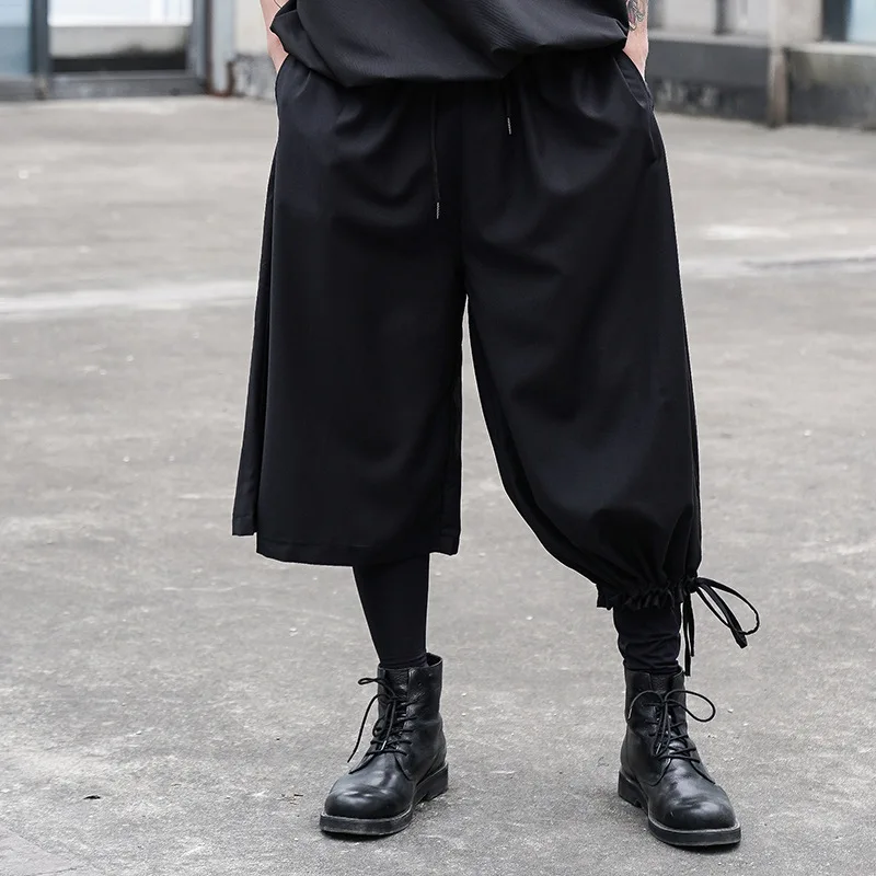 

Men's wide leg pants spring and autumn new personality irregular design catwalk non-mainstream dark wide leg pants