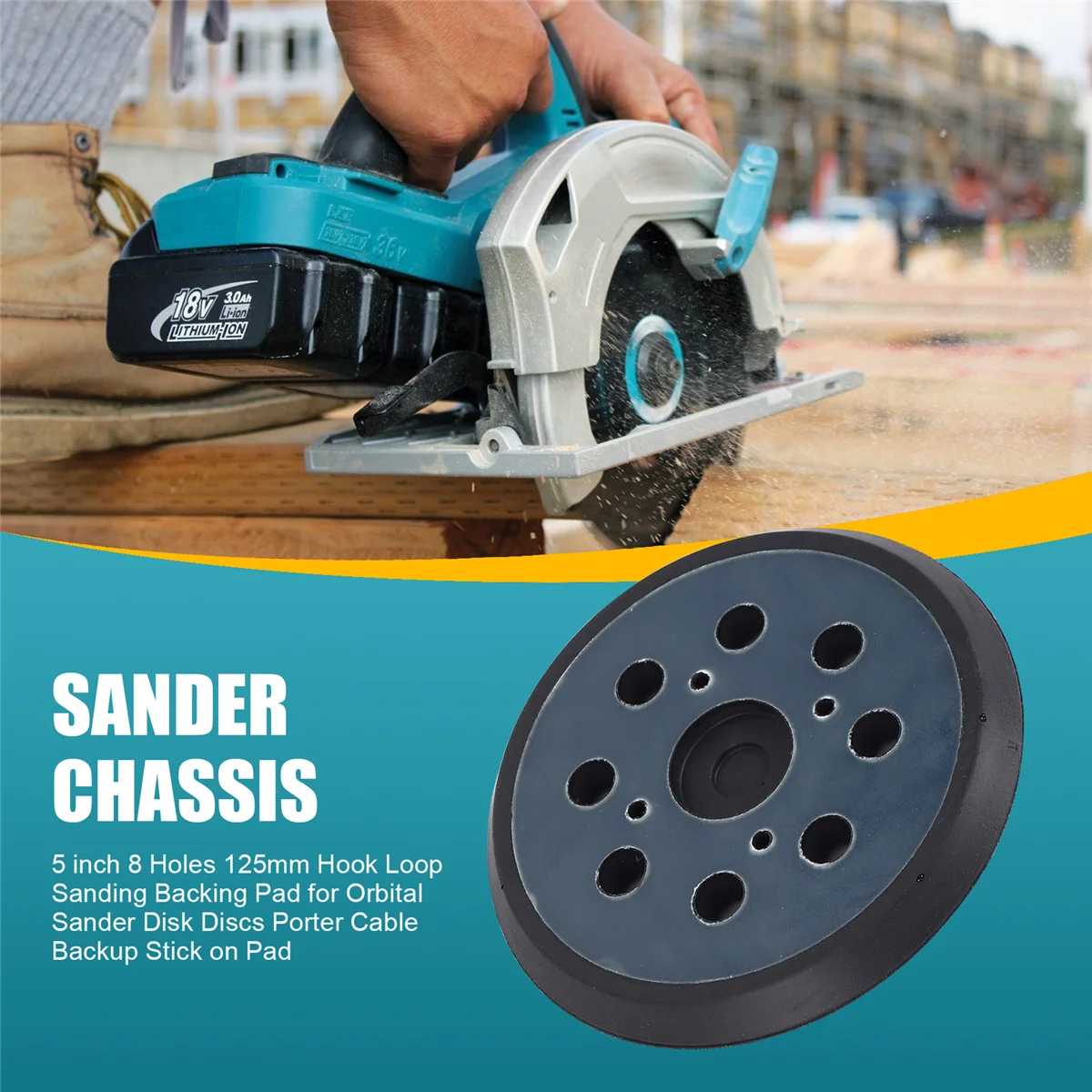 5-дюймовая шлифовальная подложка с 8 отверстиями 125 мм для орбитальной шлифовальной машины Makita, дисковые диски Porter, резервная накладка на кабель