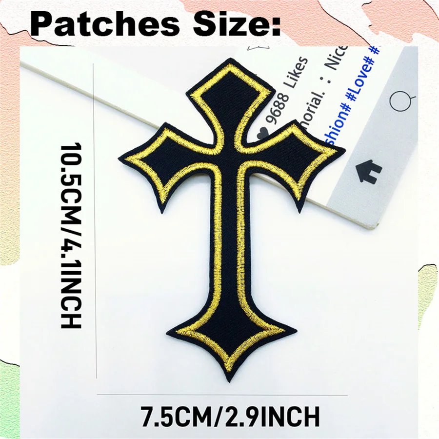 10 pcs Cross Design Medieval Gothic Sewing/Ironing On Patches, Decals On Clothes, Dresses, Hats,Jeans, Repair DIY Accessories