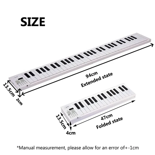 Imagen 2 del producto Miwayer Teclado de piano electrónico plegable portátil de 61 teclas con pantalla LED, 16 tonos y 100 ritmos, batería incorporada, modo de enseñanza