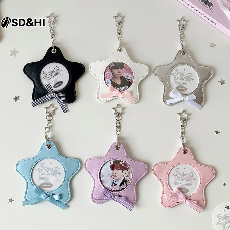 INS Korean Style Fashion Stars Photo Card Holder Cute Girl Idol 3-Inch Photo Storage Cartoon Backpack Decoration Keychain Gift