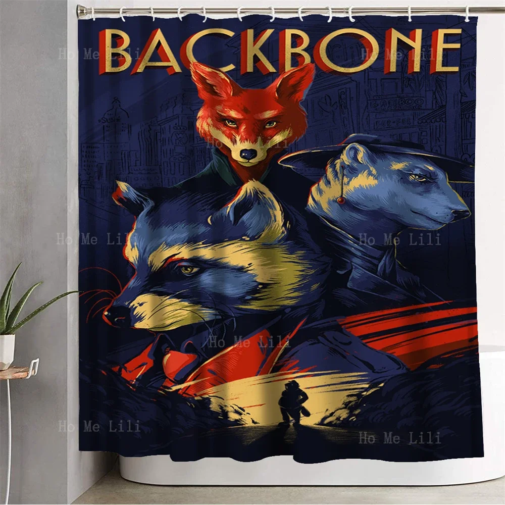 Video Game Backbone Fun Kung Fu Hard Detective Raccoon Shower Curtain For Bathroom Decor