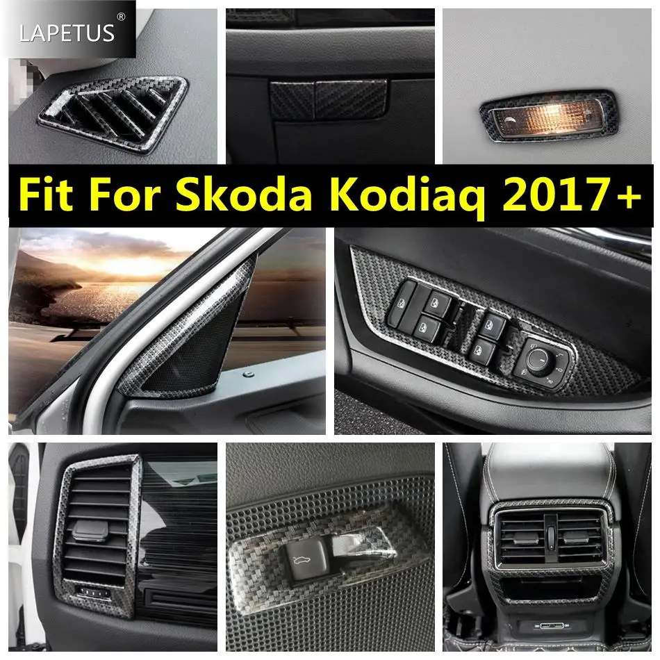 

Car Accessories Pillar A Speaker Tweeter / Window Lift Button / Air Outlet Cover Trim For Skoda Kodiaq 2017 - 2022 Carbon Fiber