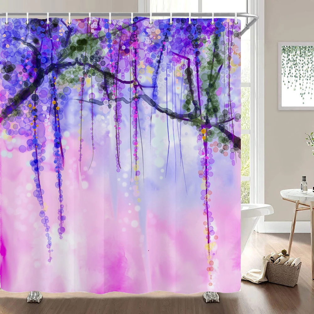 

3D Printing Flowers Fabric Shower Curtains for Bathroom Curtain Set with Hooks Rings Colorful Flower Waterproof Bath Curtain
