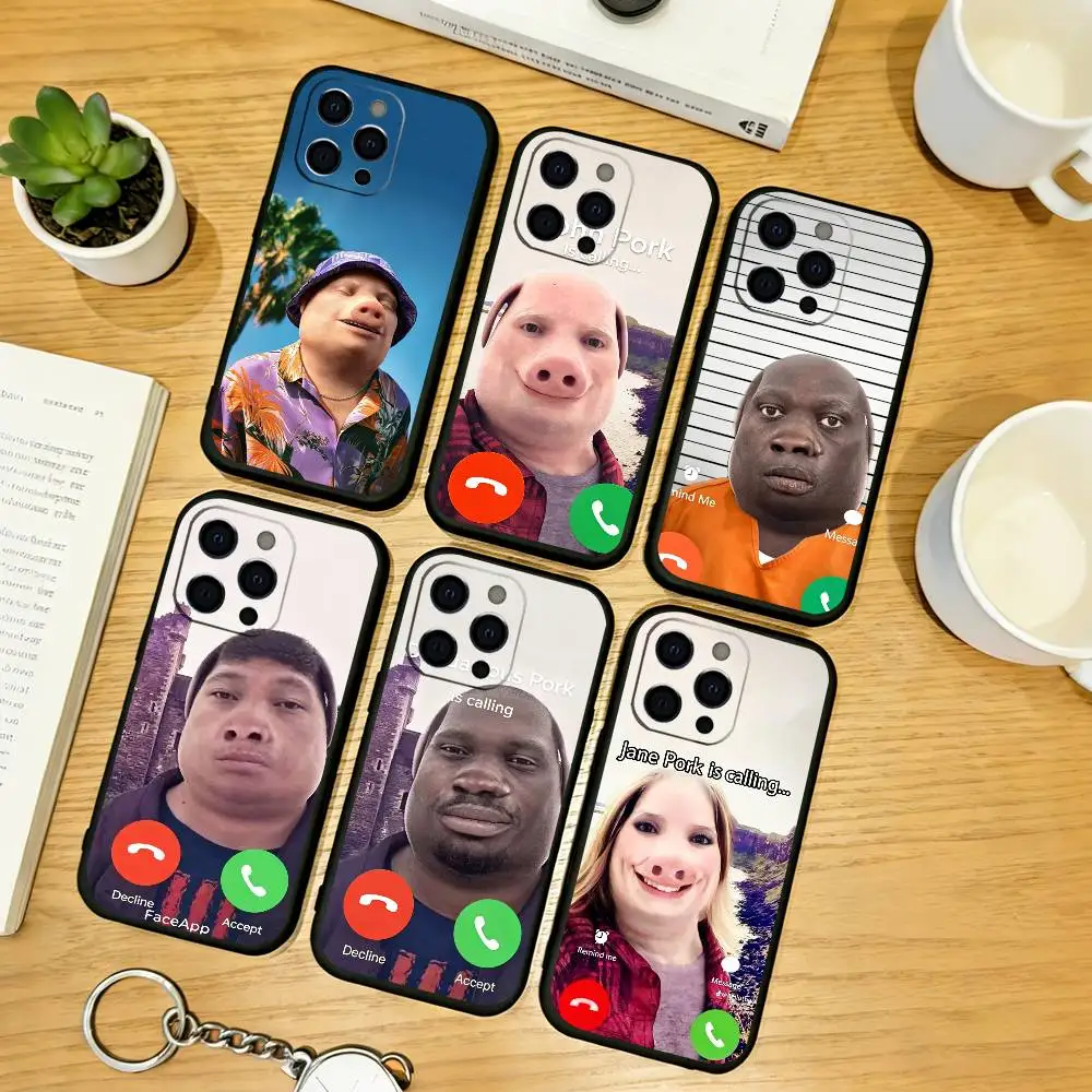 

Funny J-John Pork is Calling Phone Case Silicone Soft For IPhone 17 16 15 14 13 12 11 X XR Plus Pro Max Plus