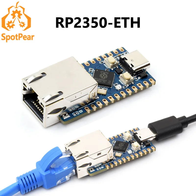 

Мини-плата разработки Waveshare RP2350 ETH Официальный микроконтроллер RP2350 RISC-V