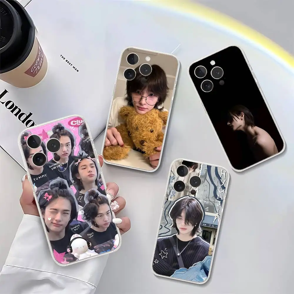 

Cute-H-hyunjin-S Phone Case For Iphone17 16 15 11 13 14 Pro Max 7 8 Plus X Xr Xs Max 16pro 12mini Transparent Cover