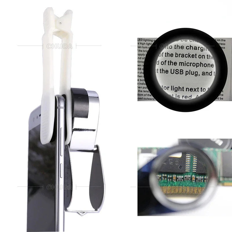 

Two LED Lights Folding Antique Magnifier 30x21mm Original Stone Jewelry Mirror Appraisal