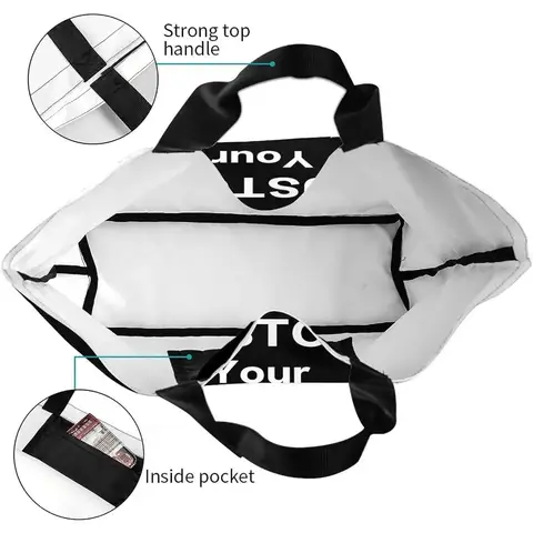 Anpassad personlig tygväska Designa din egen handväska Dam Casual Axelväska Stora shoppingväskor för arbete Resor Strand 10 best sales specialdesignad strandväska - №8