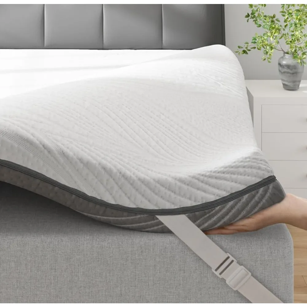 

Enhomee Memory Foam Mattress Topper, 3 Inch Full Mattress Topper with Cooling Gel and Washable Tencel Cover, Soft & Pressure Rel