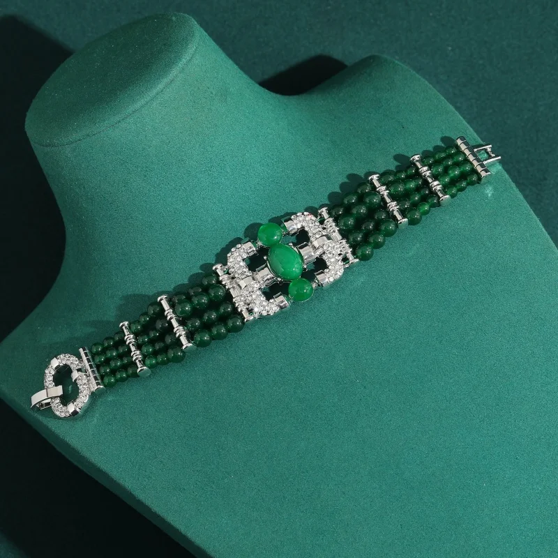 

Vintage Green Layered Beads Bracelets Silver Color Emerald Bohemia Anniversary Jewelry Woman 2026 For Wrist Accessories Trends