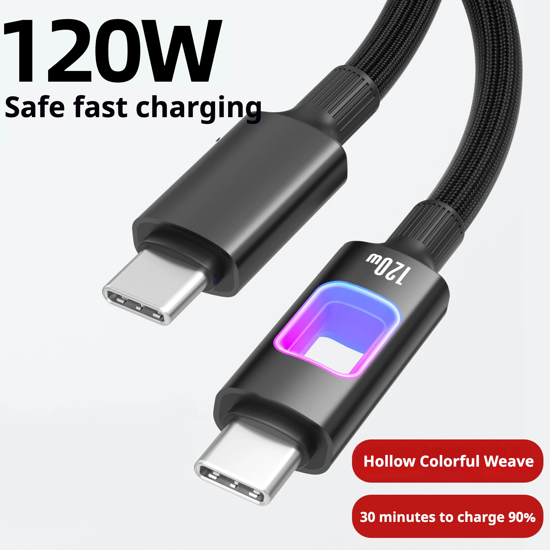 

120W USB Type A C cable digital display quickly transmits data rope to USB C t type c for Xiaomi, Samsung, Huawei mobile phones