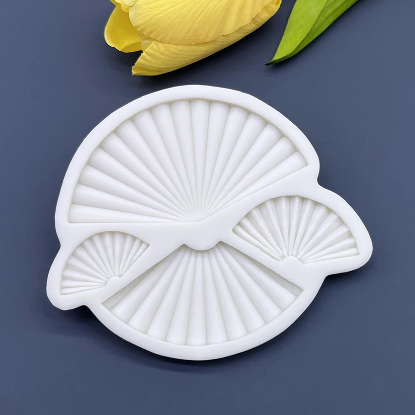 Folding Fan Silicone Sugarcraft Mold Resin Tools Cupcake Baking Mould Fondant Cake Decorating Tools