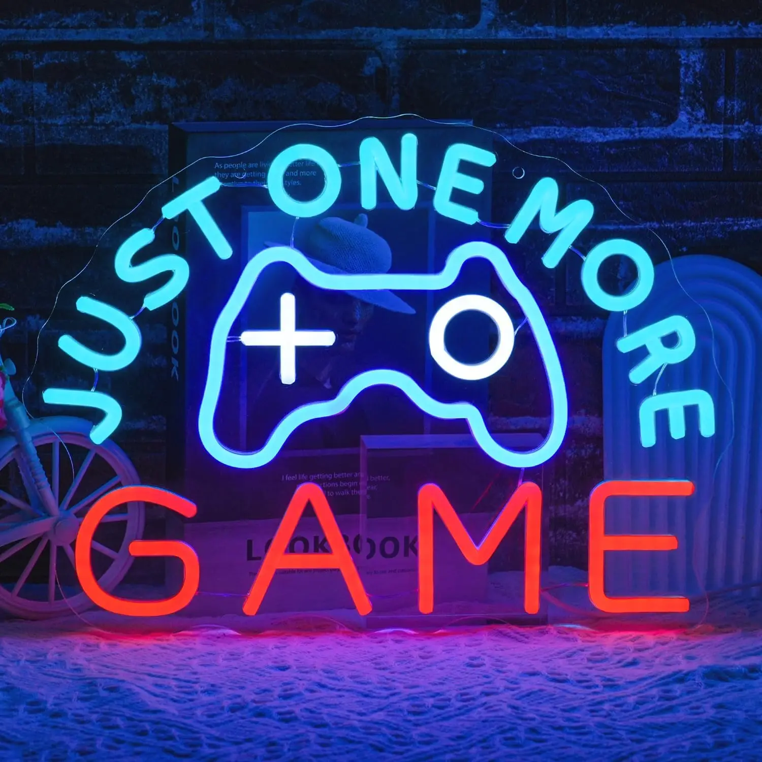 Just One More Game Neon Sign for Gaming Room, USB Powered Gamer Neon Light for Bedroom, Party, Man Cave,Club, Bar