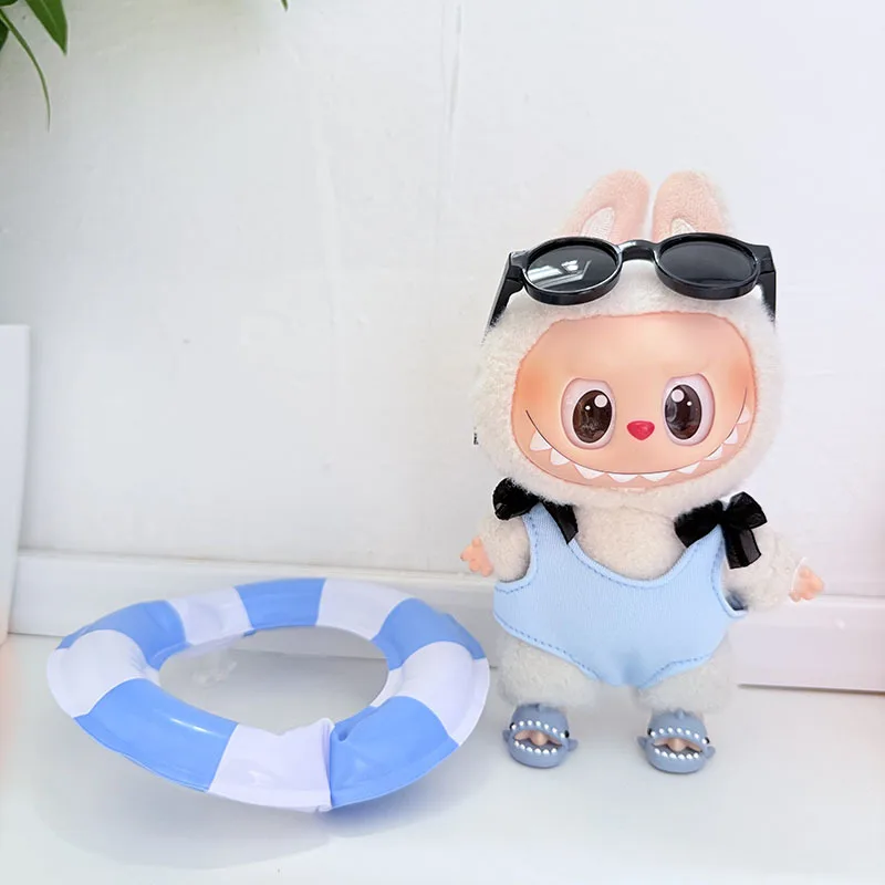 

Labubu 1st - 3rd Gen Beach Vacation Outfit Sets Cute Sunglasses & Swim Rings For 15/17cm Dolls