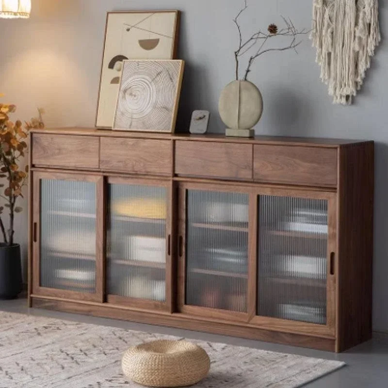 Nordic black walnut all solid wood side cabinet integrated storage cabinet simple cherry wood