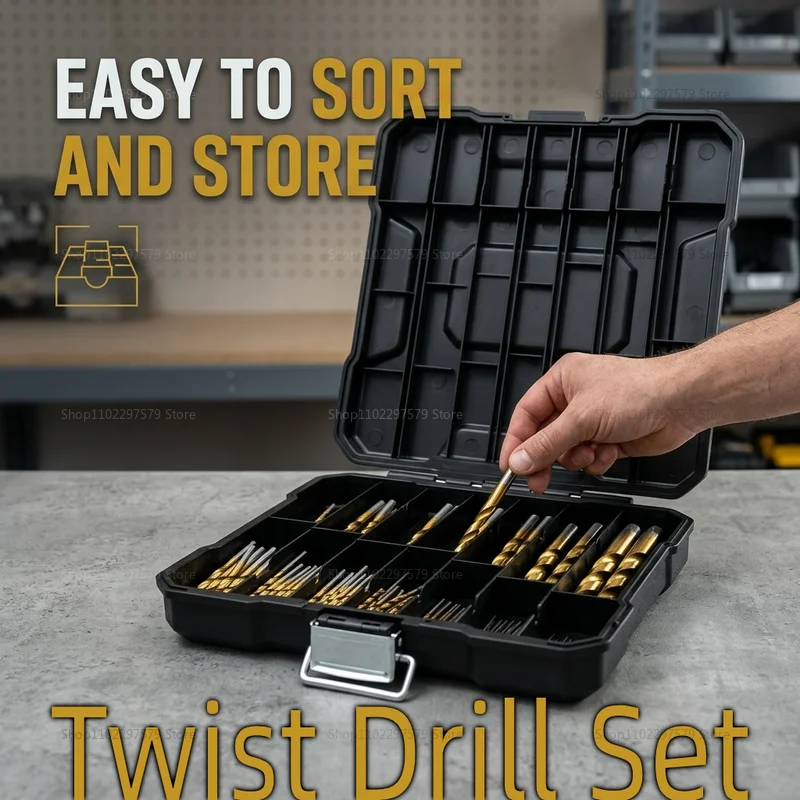 Woodworking Garage - مجموعة مثاقب تيتانيوم 99 قطعة بمقاسات